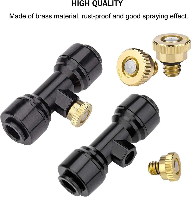 Wexecon Brass & Black Misting Nozzles Kit - 20pcs Mister Nozzles & Tees with 2pcs Plugs for 1/4" Tubing and Outdoor Patio System - Image 4